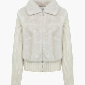 [린]MARIO니트 배색 퍼 가디건 LCCDPL6300