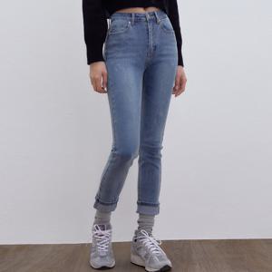 [미쏘]밑단 롤업 슬림일자핏 데님 (MIWTJCT04J-T)