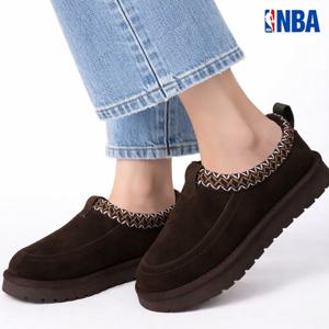 [엔비에이][NBA] 남녀공용 커플 가죽 퍼 슬립온 255AS500초콜렛