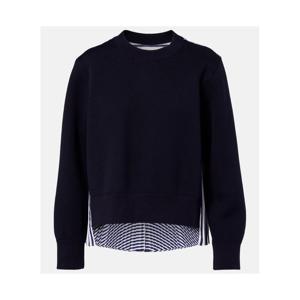 사카이 스트라이프 코튼 블렌드 스웨트셔츠 P01149526