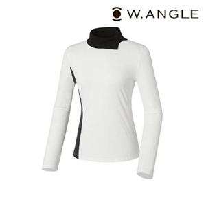 []와이드앵글]  WWW22262W3  여성 ONEX 니트 카라 하이넥 티셔츠 (Off White)
