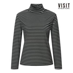 비지트인뉴욕  스트라이프 피치기모 폴라 티셔츠 (V5CLT01)