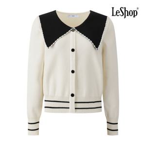 르샵  배색 빅 카라 페이크 버튼 니트 (BQ1KP004A)