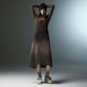 [에고이스트] (ER4DO160) A라인 서스펜더 데님 원피스