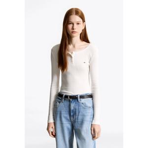 타미데님 여성 슬림 립 롱 슬리브 T32F7TTO44TWT1