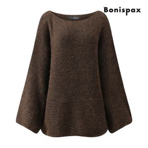보니스팍스  와이드 벨 슬리브 보트넥 니트 XPCKP016M0