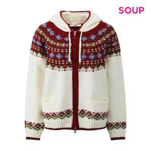 SOUP  컬러 노르딕 패턴 후드 가디건 (S61GD06)