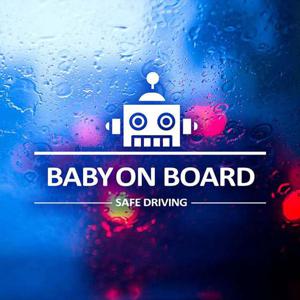 BABY ON BOARD 로봇 자동차스티커 반사 자동차장식스티커 자동차시트지 BABY 안전운전스티커 아기가타고있어요 자동차스티커 차량용스티커
