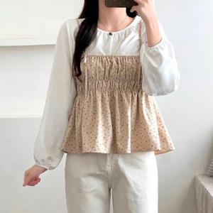 잔꽃 뷔스티에 투피스 블라우스_FH1BL002