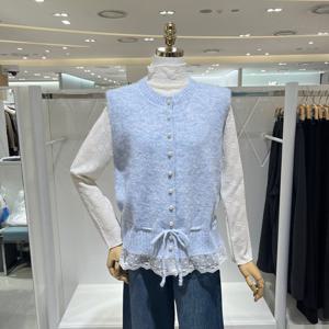 [밸리걸] 레이스 패치 니트 베스트 617510