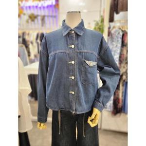 밸리걸 세이브존01 가을 진청 숏 데님 셔츠 610080-1