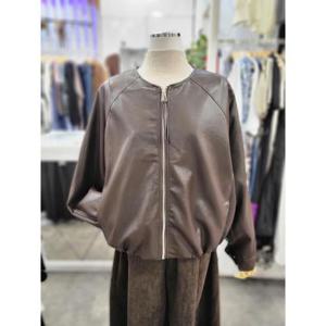 밸리걸 세이브존01 노카라 밴딩 박시 집업 레더 자켓 822810-1