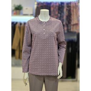 세리아 세이브존07 패턴 포인트 프릴넥 티셔츠 253507