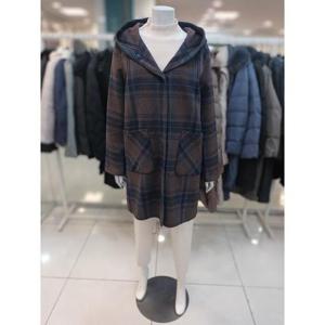 아르테 세이브존07 여성 울 혼방 체크 후드넥 롱 코트 DNDPHH660