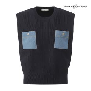 나인식스뉴욕  데님 투 포켓 니트 베스트 (NQ1VT001M0)