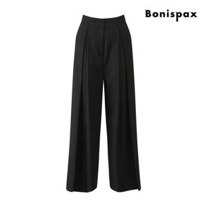보니스팍스  핀턱 하이웨스트 와이드 기모 슬랙스 XQ1PT004M0