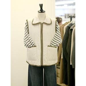 메종블랑쉬 세이브존03 지그재그 퀄 팅 라인 배색 패딩 베스트 조끼 AGM254MVOA65A