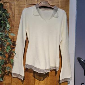 멜로디가든 HC45 여성 쉬폰장식 니트 M26s2k115