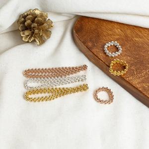 [폭스타일] [반지+팔찌] [실버] 3 라인 볼 세트