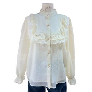 [에이지도르]레이스 프릴넥 블라우스 ALSISPB137