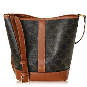 셀린느 26SS 여성 트리옹프 캔버스 카프스킨 버킷백 스몰 탠 191442CAS 04LU