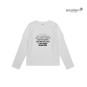 [에꼴리에]여자 봄신상 빈티지레터링 반팔레이어드티(26A1457)