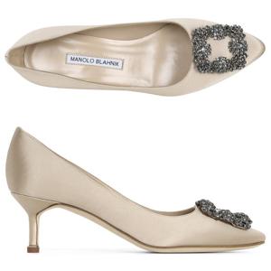 마놀로블라닉 한기시 50 새틴 누드 여성 펌프스 힐 9XX 0661 0052 MNUD