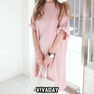 VIDS-SS1032 루즈핏 반팔 티셔츠 여성원피스