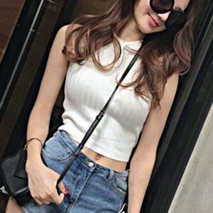 굵은 패션 골지티셔츠 크롭티 민소매 여성티셔츠