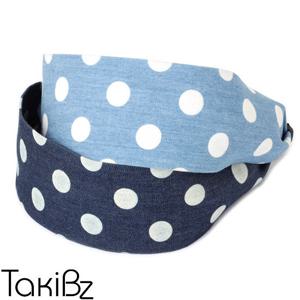 [타키비즈] 도트청 데님와이드 헤어밴드