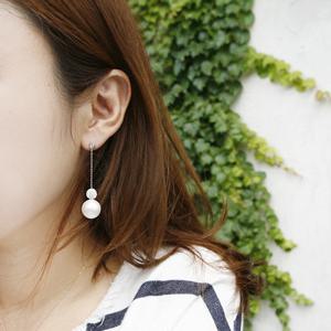 [바이진주리본] 롱체인코튼펄 / 진주 드롭 귀걸이E