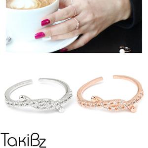 [타키비즈] 심플매듭 큐빅 오픈반지