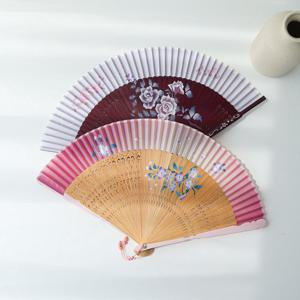 [박씨상방] (국내제작)고급 실크 물결타공 대나무 접부채