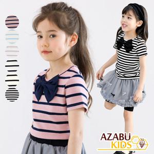 [아자브키즈] 썸머 단가라리본티 여아티셔츠 썸머반팔티셔츠