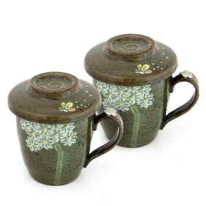 [박씨상방] 거친흰꽃부케 뚜껑머그세트