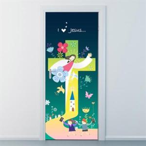 아트박스/낭만창고 nces082-반겨주는 예수님-현관문시트지