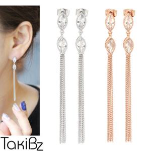 [타키비즈] 빈체 큐빅드롭 귀걸이(실버침)
