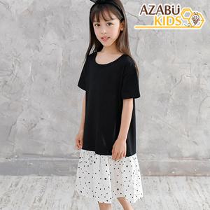 [아자브키즈] 도트방울 프릴 원피스 아동 여아 라운드 반팔