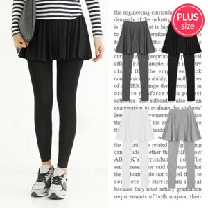 코튼 플레어 3부 빅사이즈 면 스판 여성 치마레깅스_6034