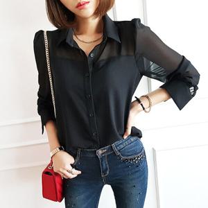 [금찌]금찌 숄더 시스루블라우스 ST2549B G