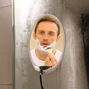 김서림방지 욕실 화장실 붙이는 원형 거울 면도기 거치대형