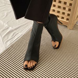 안감 기모 토오픈 7.5센치굽 삭스 부츠 RJ-an2115