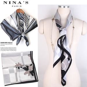 블랙라인체크 빅사각실크스카프(6SS113)