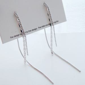 [92.5은침]심플 2줄 체인 드롭 롱 귀걸이