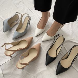 뾰족코 노멀 미들힐 버클 스트랩 슬링백 RJ-m3398