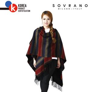 [소브라노] 스트라이프 야외 망토 판초 케이프 숄