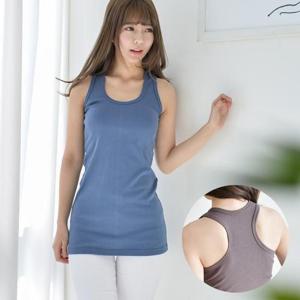 여자 후라이스 롱망고나시 레이어드 면스판 민소매