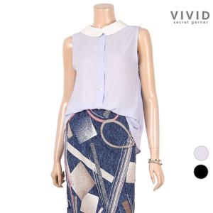 [VIVID SG] 꽃잎배색카라 나시 블라우스 VS024074