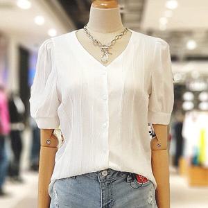 [오더렛][오더렛] 브이넥 스트라이프 셔츠 블라우스-1 (5655964)