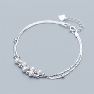 에르모사제이 W033 두줄 은 팔찌 / 실버 925 볼 레이어드 체인